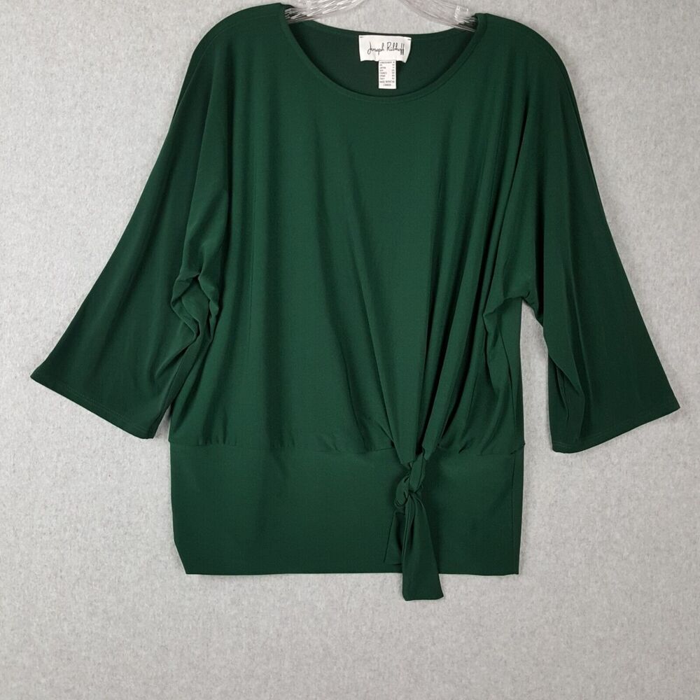 Joseph Ribkoff Dark Green Blouse Front Knot Size 8